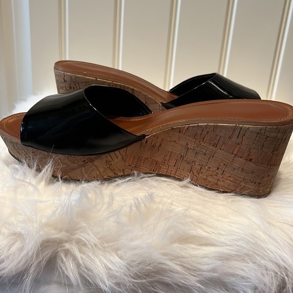 𝅺BCBGENERATION DOREENA Cork Wedge Platform Slides Women's Size 9 - Picture 7 of 14